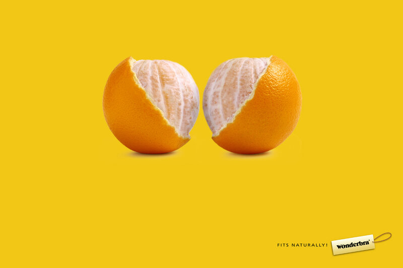 Oranges with Wonderbra tag