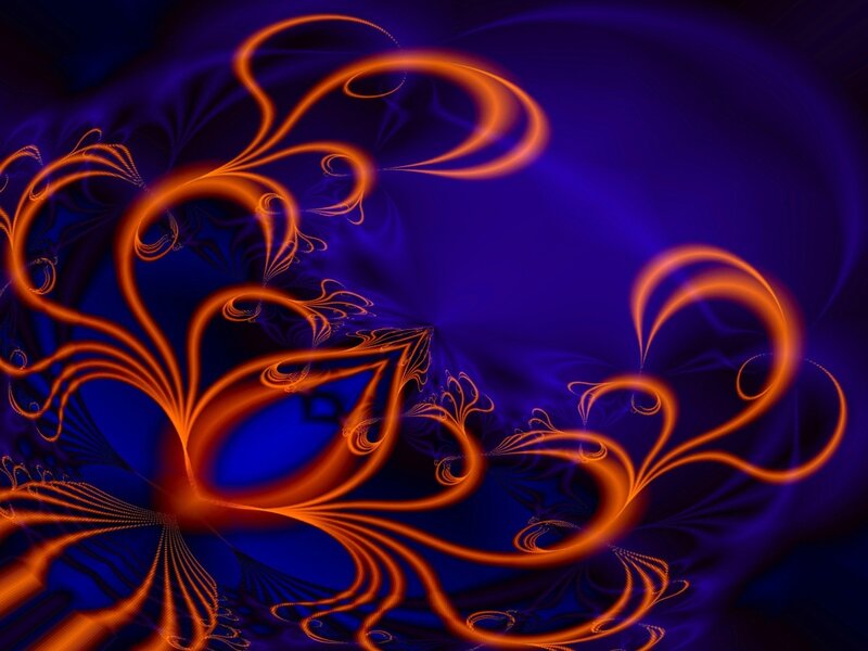 Orangish fractal swirls on blue