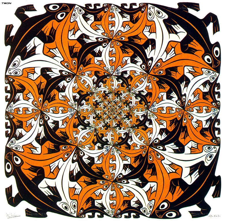 Orangish-white fish mandala