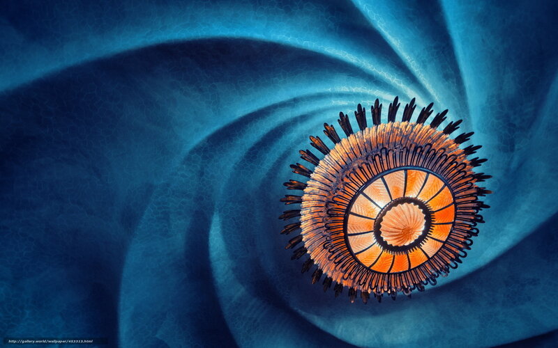 Orbital chandelier in blue swirl