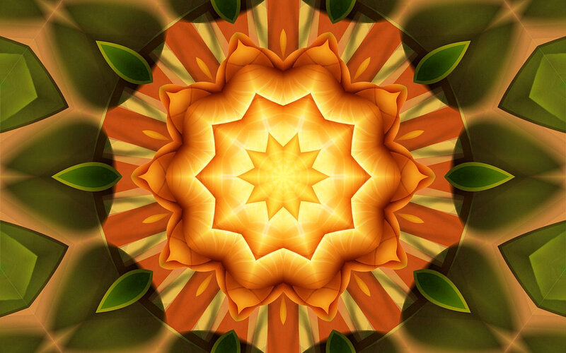 Orbital mandala with floral center