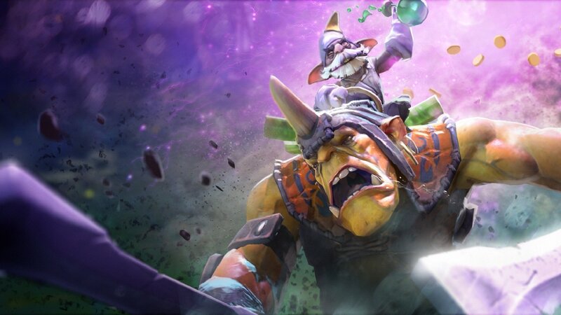 Orc and Gnome in Battle — Purple