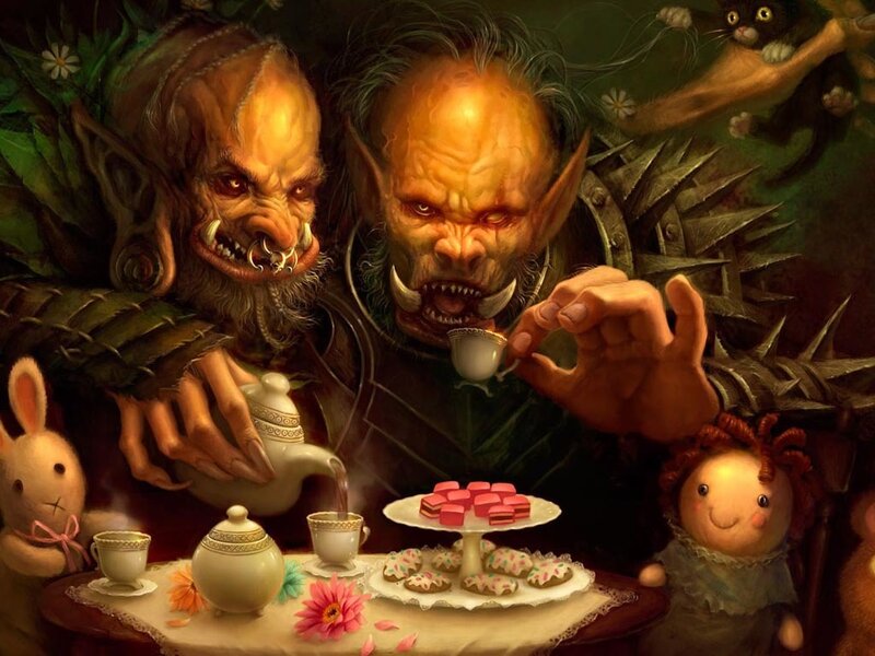 Orc Characters at Tea Party