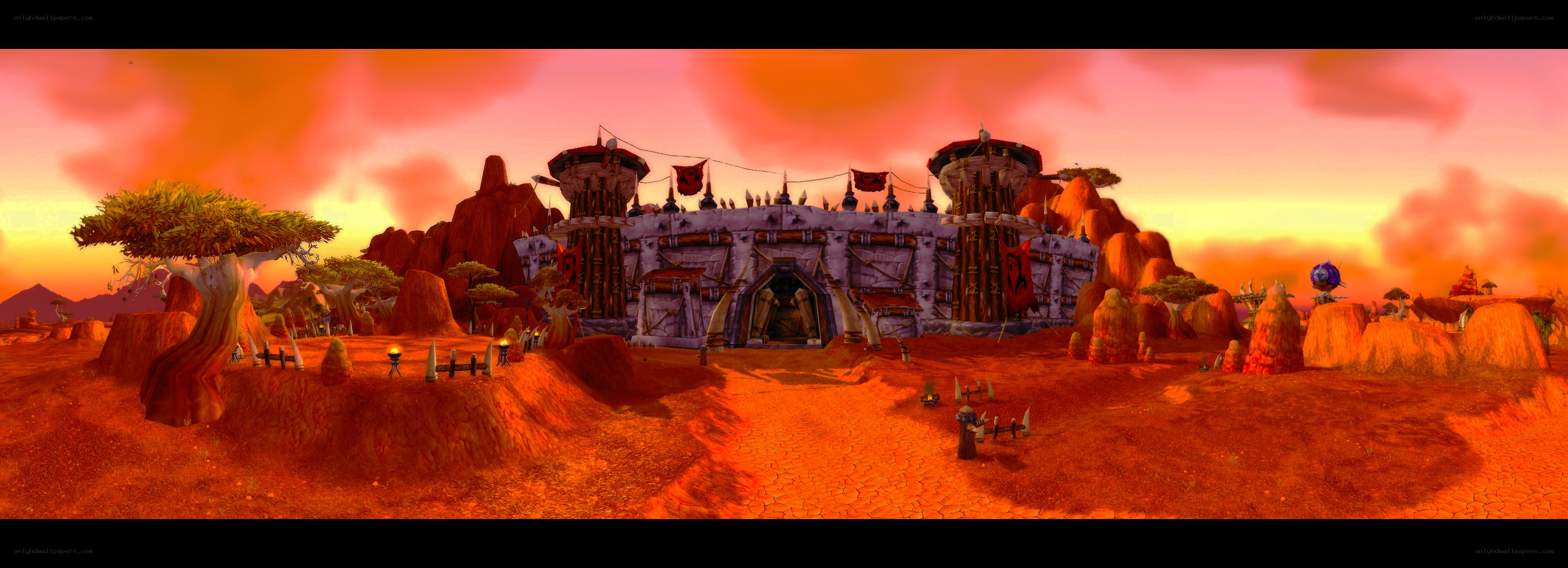 orc fortress at sunset
