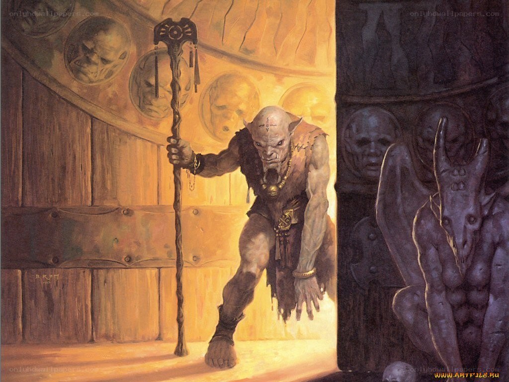 orc shaman in a temple