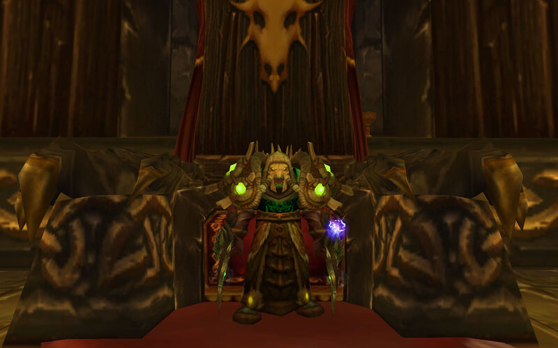 orc warlock in a throne room