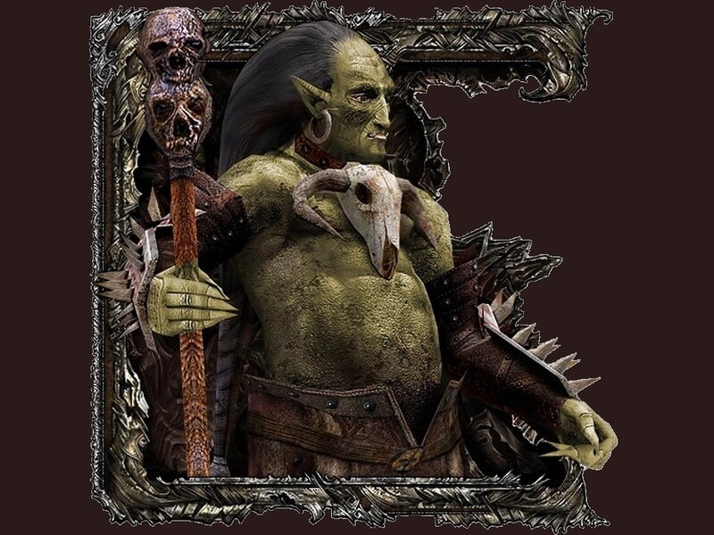 orc warlock with staff