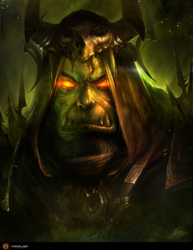 orc warlord with glowing eyes