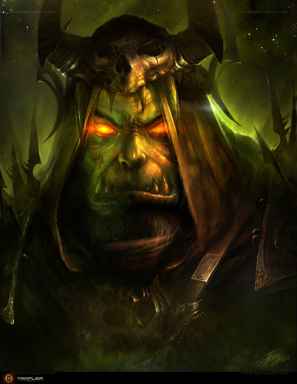 orc warlord with glowing eyes