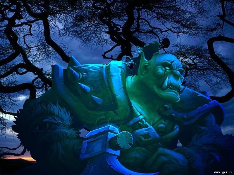 Orc warrior in dark forest