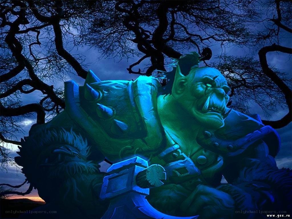 Orc warrior in dark forest