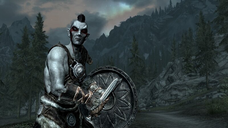 Orc warrior in mountain landscape