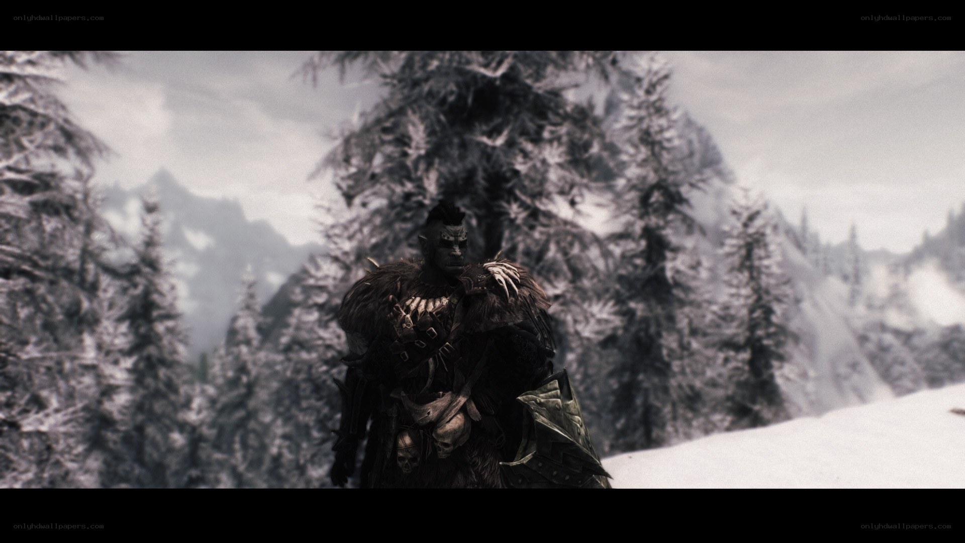 orc warrior in snowy forest
