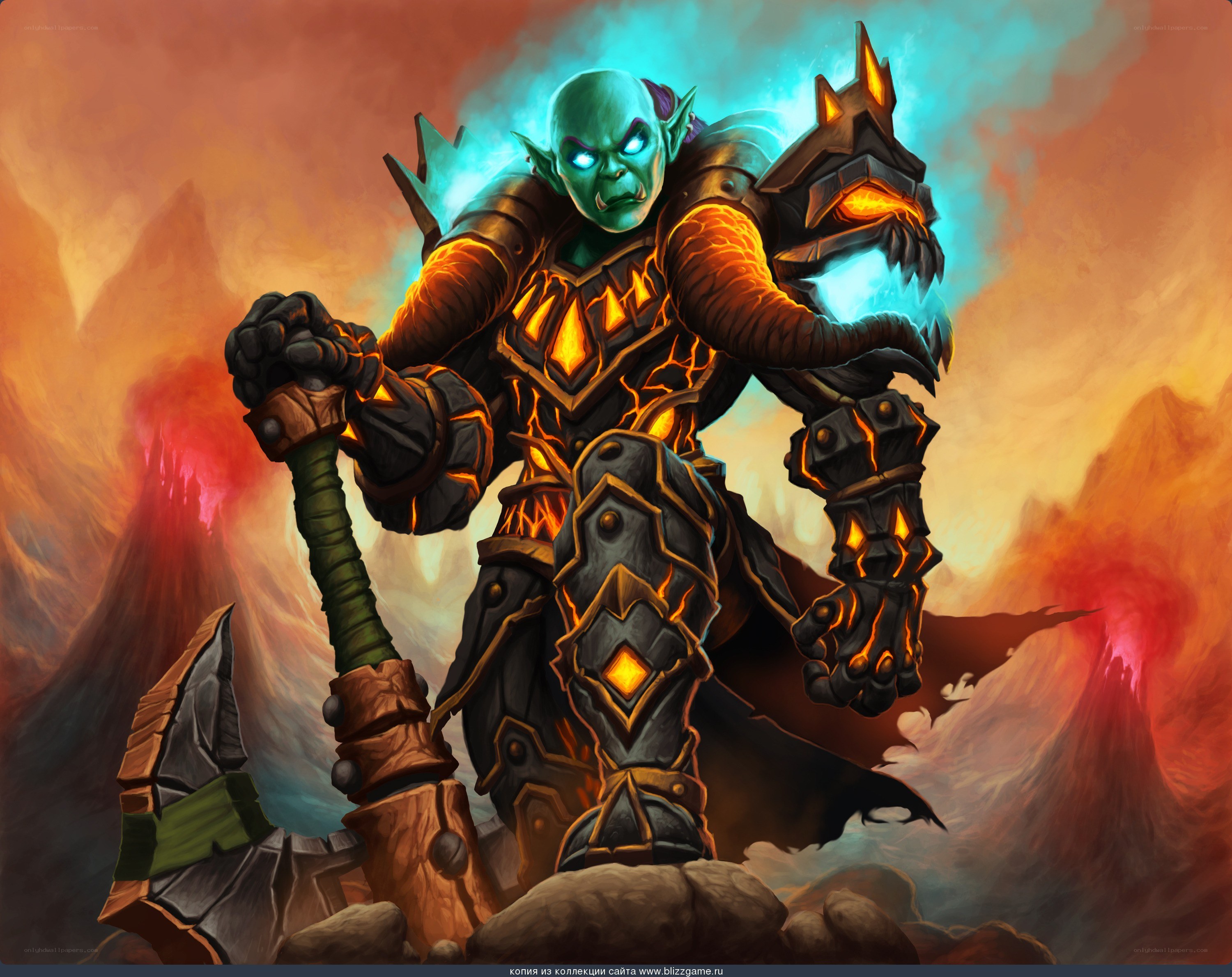 Orc warrior in volcanic landscape