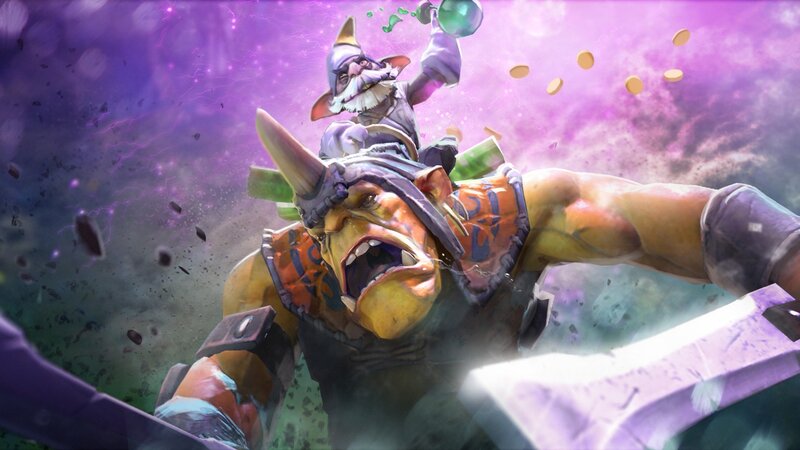 Orc Warrior with Gnome — Purple, Chaotic, Digital Art