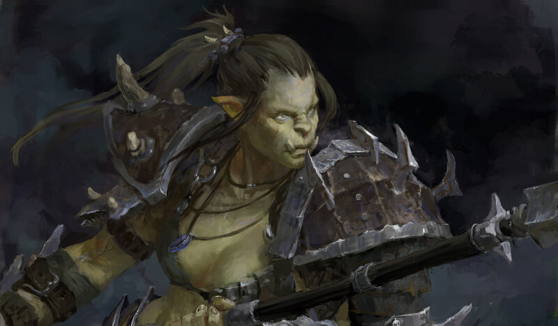 Orc Warrior with Spear — Green