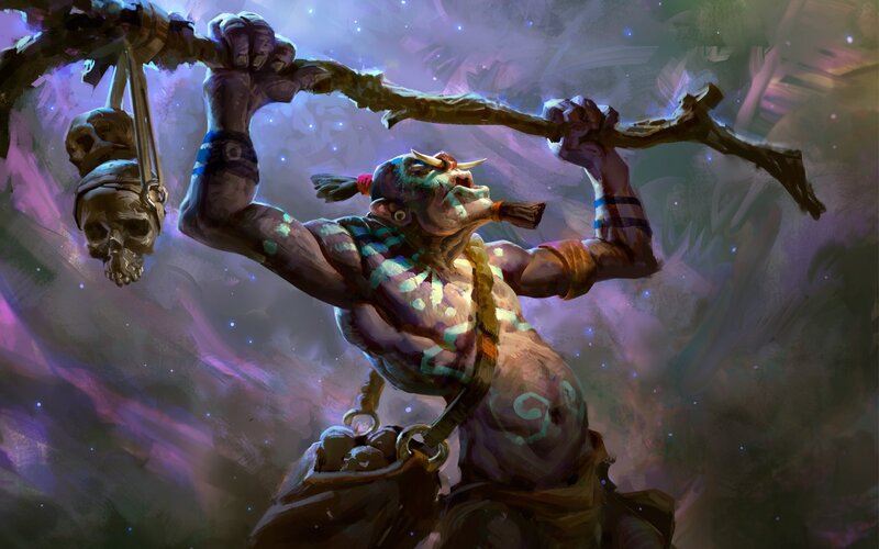 Orc Warrior with Staff — Purple