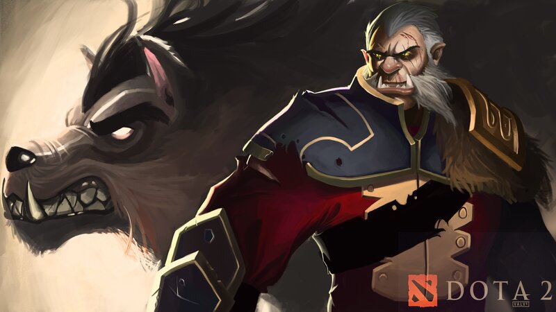 Orc Warrior with Wolf — Gray