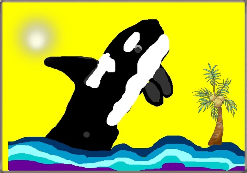 Orca Whale Breaching — Yellow