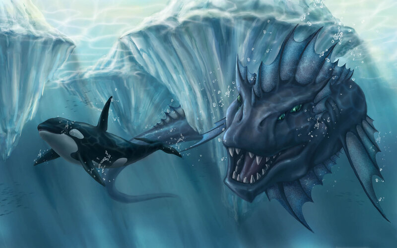 Orcas and Sea Dragon
