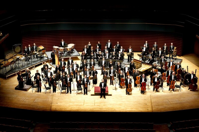 Orchestra on Stage — Black, Formal, Photograph