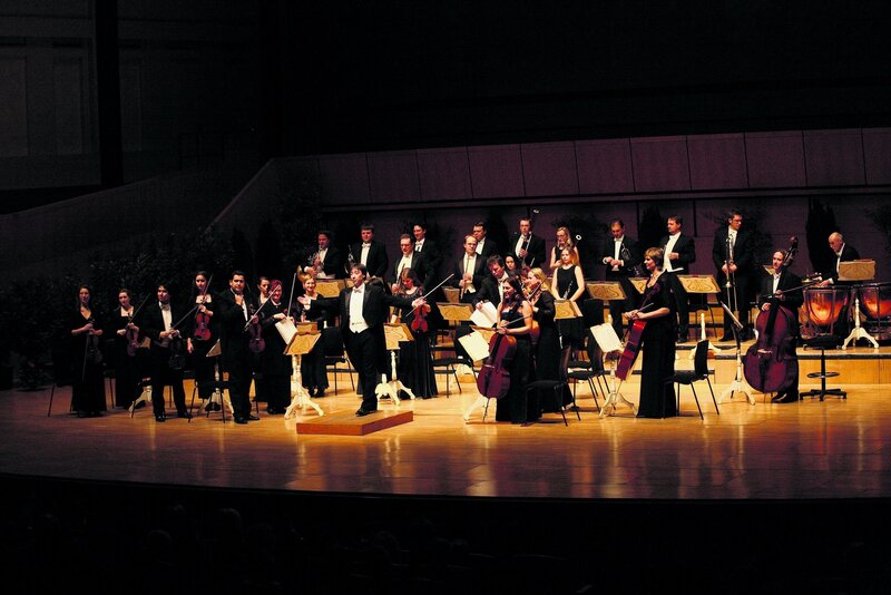 Orchestra performing on stage