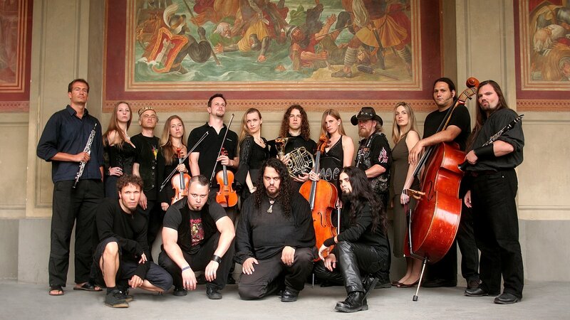 Orchestra with classical and rock instruments