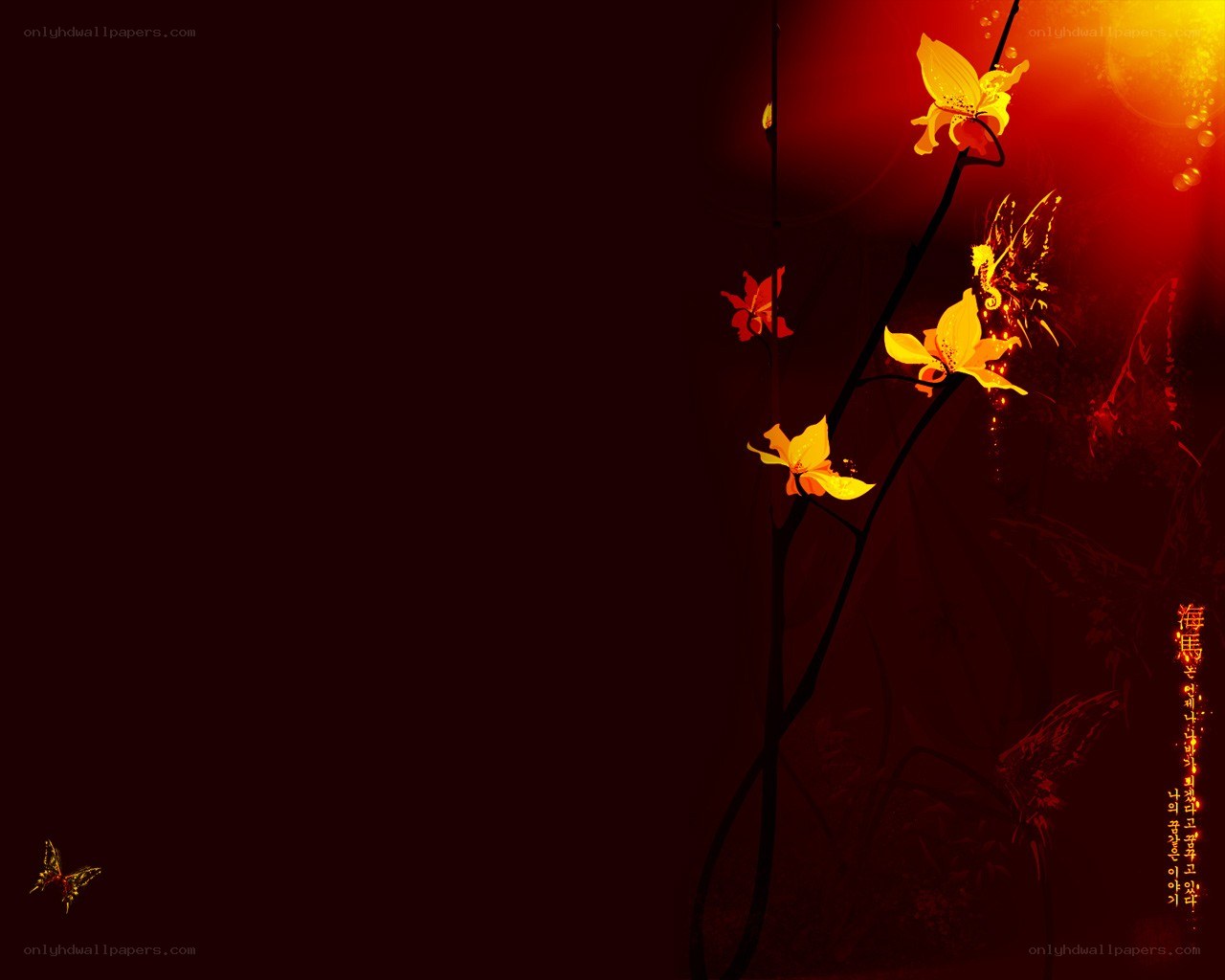 Orchid and butterfly wallpaper