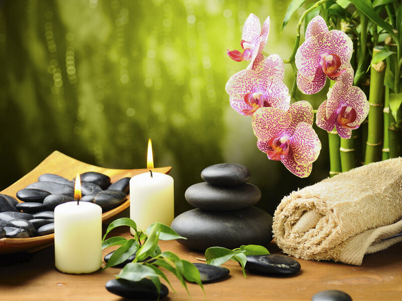 Orchid and Candles — Green, Serene