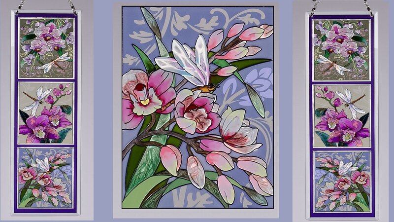 Orchid and Dragonfly Art