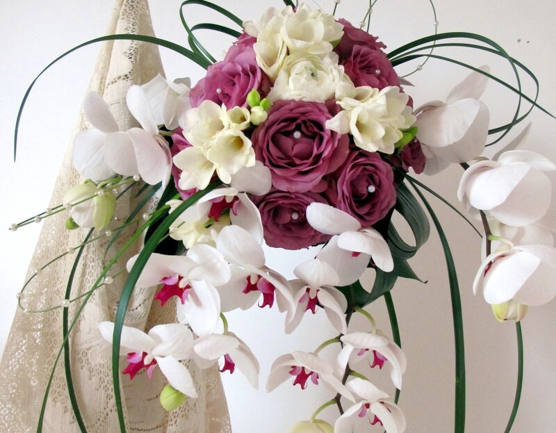 Orchid and Rose Bouquet — White, Elegant