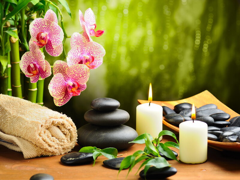 Orchid and Spa Stones — Green, Serene
