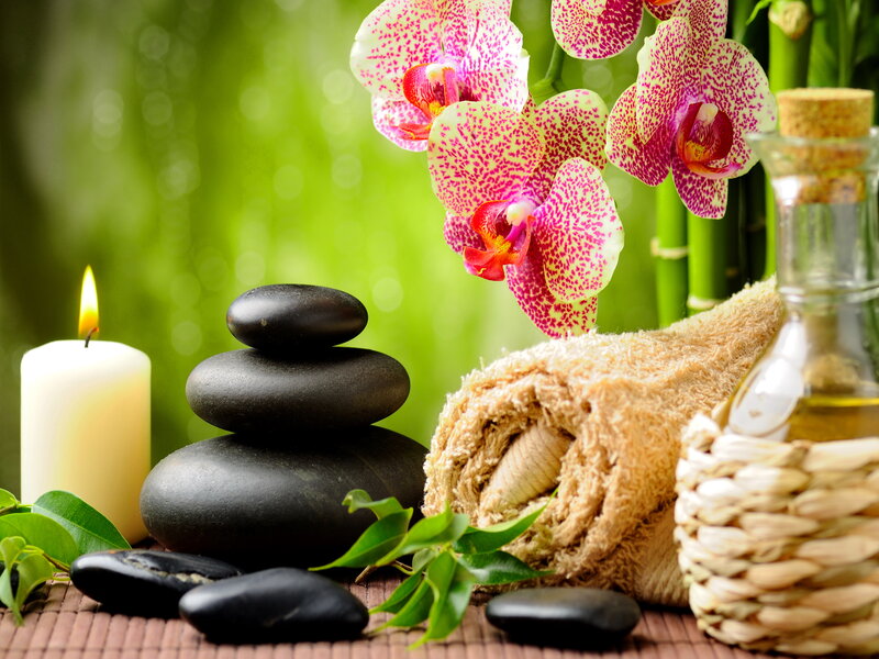 Orchid and Spa Stones — Green