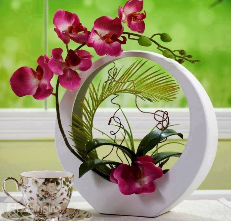 Orchid Arrangement in Vase — White