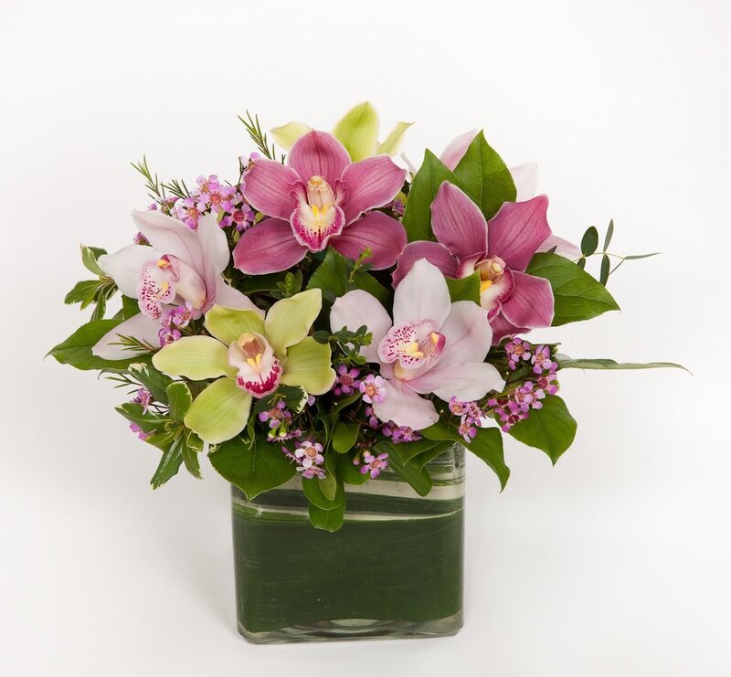 Orchid Bouquet in Vase — Pink