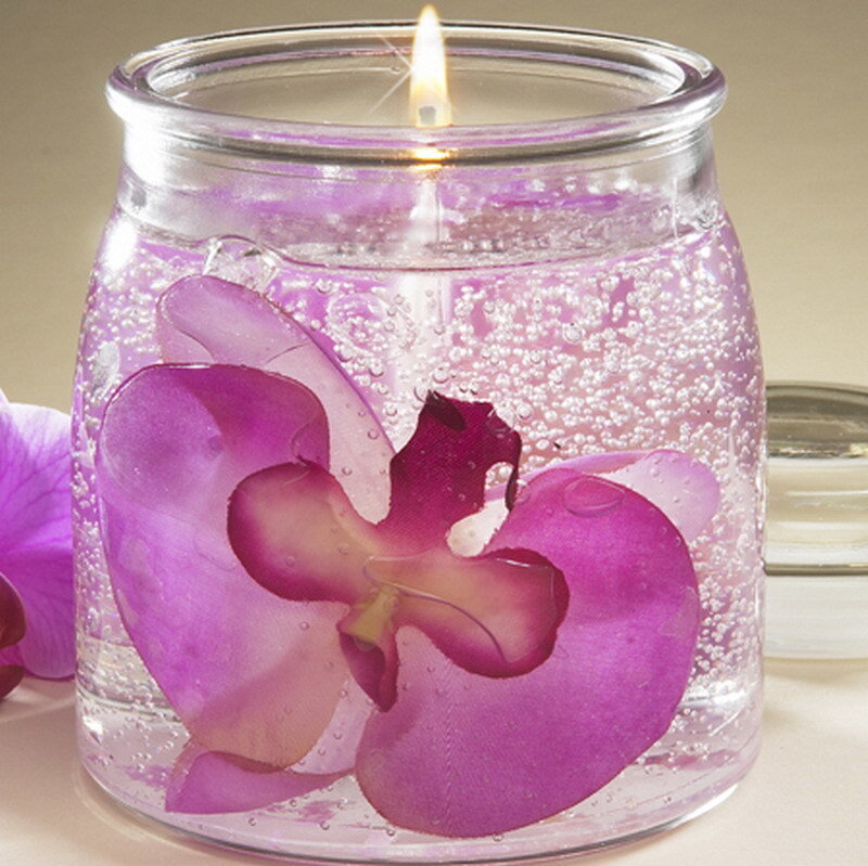 Orchid candle in glass jar