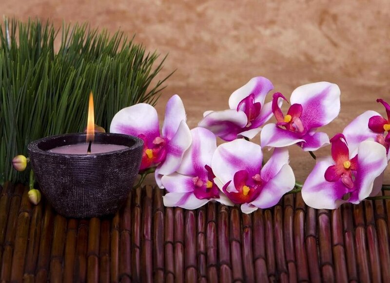 Orchid Flowers and Candle — Purple, Serene