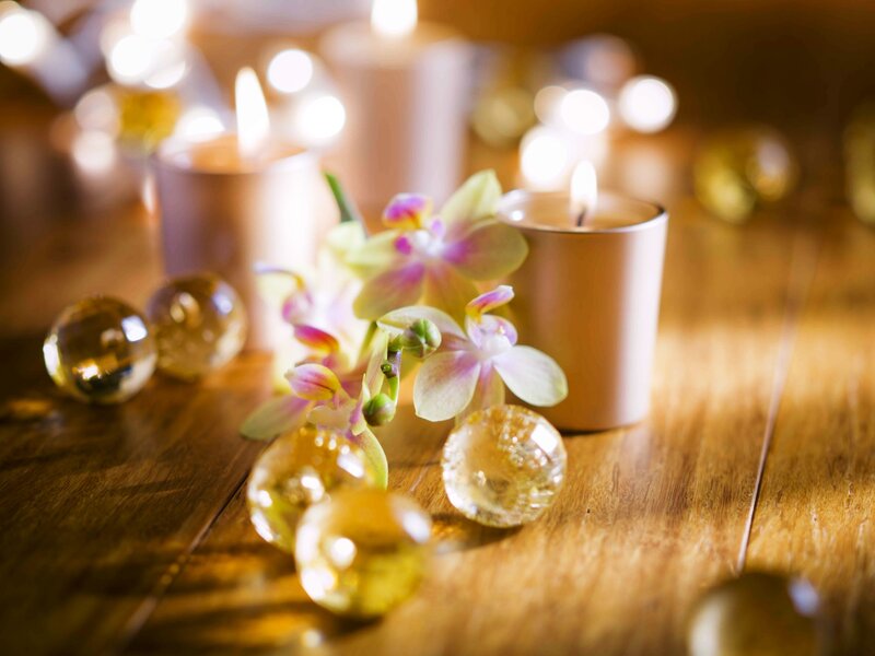 Orchid Flowers with Candles — Brown
