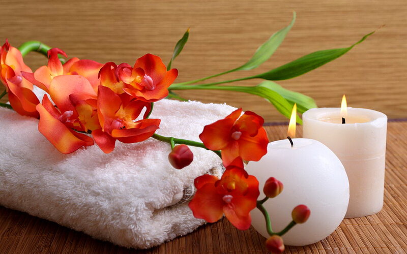 Orchid Flowers with Candles — White