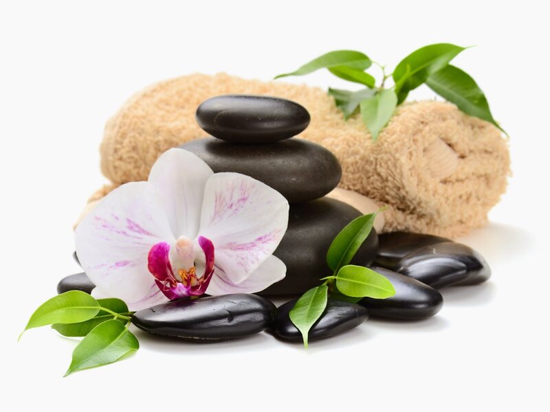 Orchid with Spa Stones