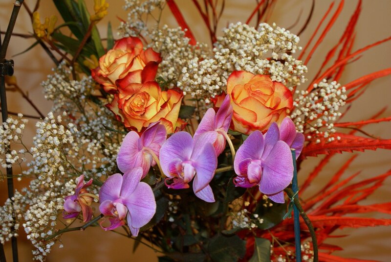 Orchids and roses bouquet