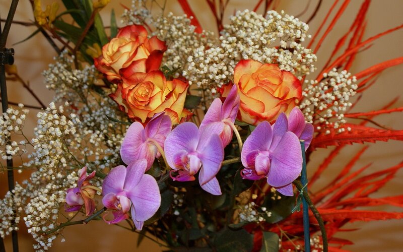 Orchids and roses bouquet