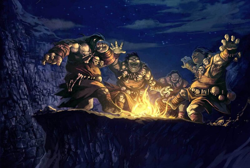 Orcs around a campfire