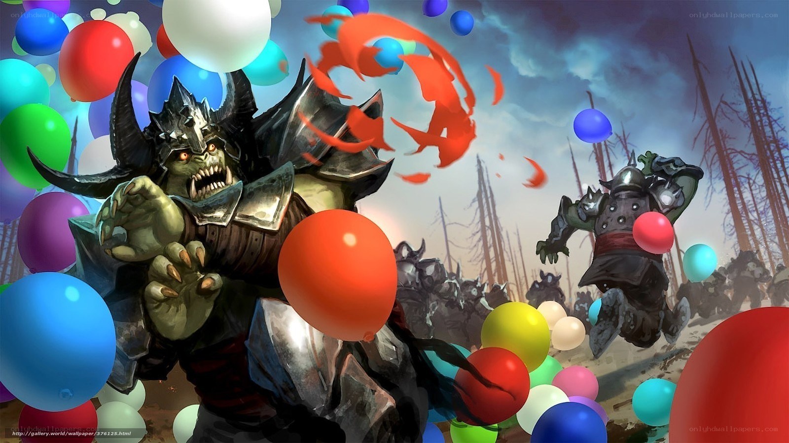 Orcs with balloons in battle