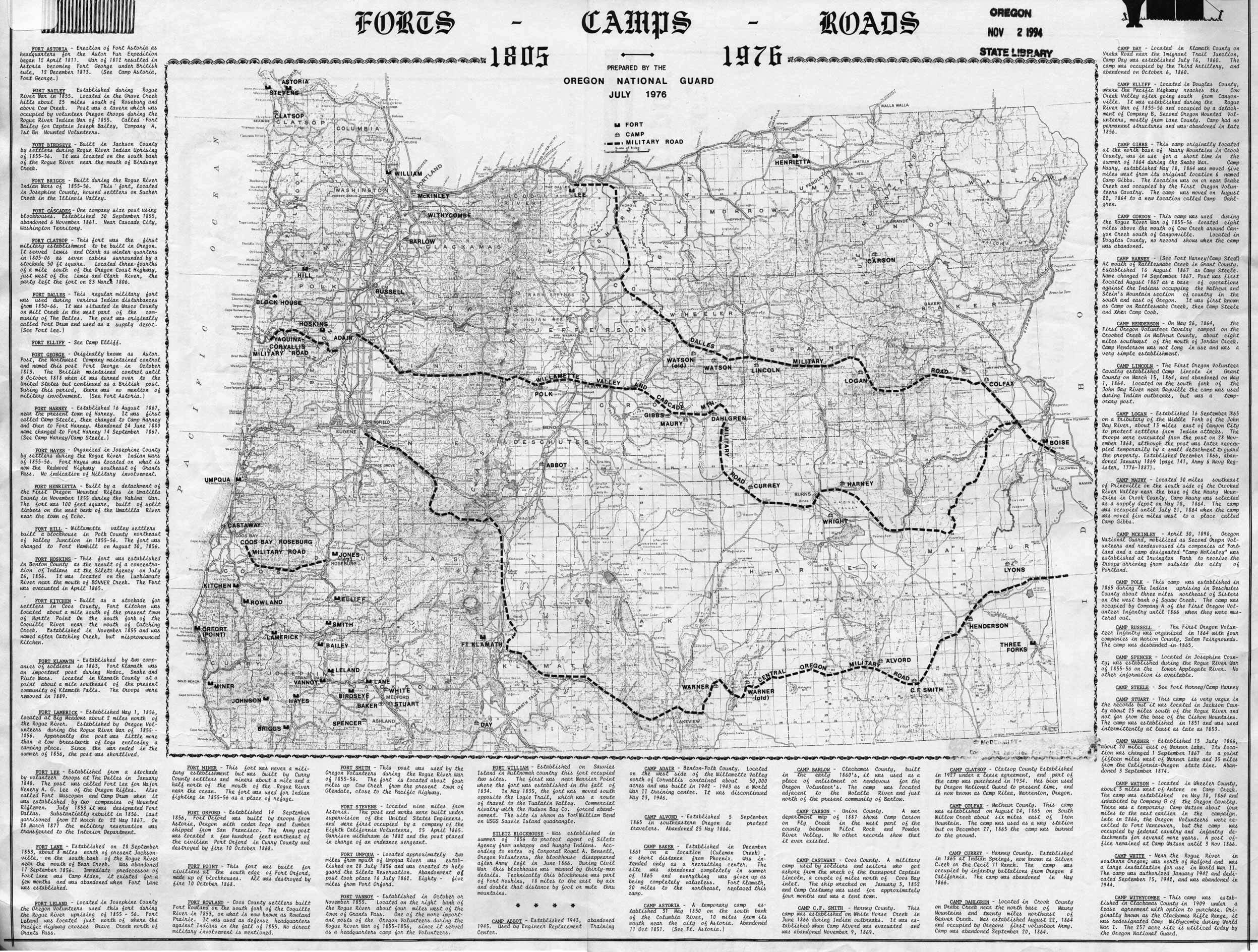 Oregon military history map