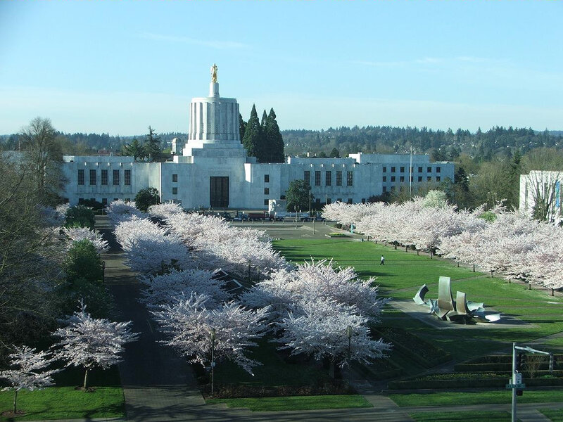 Oregon State Capitol in spring