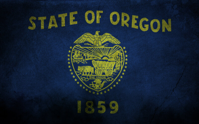 Oregon state flag with distressed texture