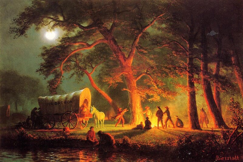 Oregon Trail camp at night