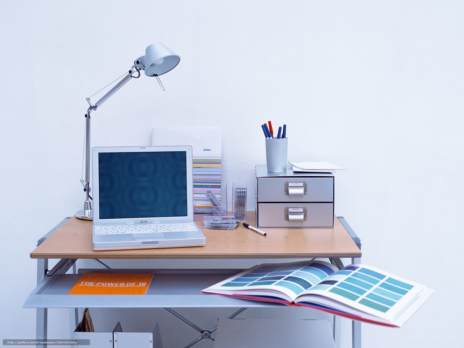 organized desk with laptop
