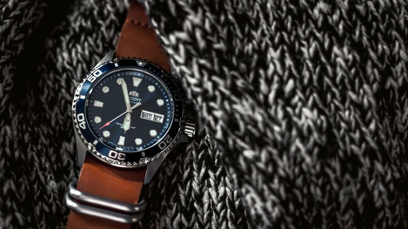 Orient watch on sweater